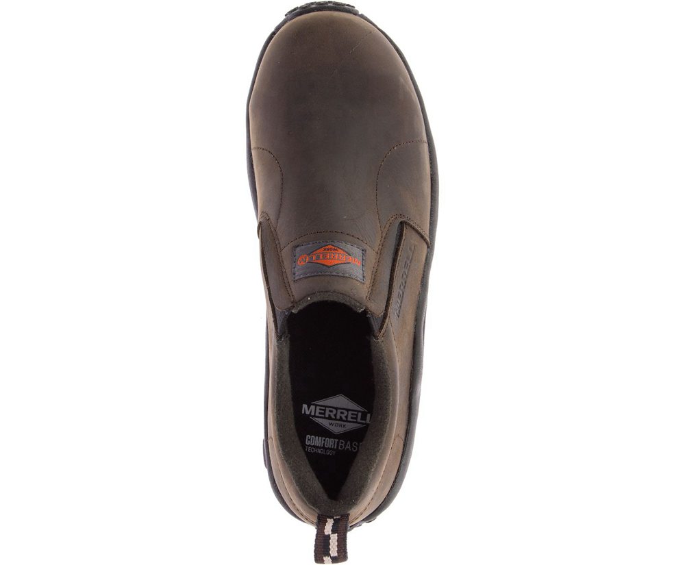 Merrell Slip Ons Damskie Brązowe - Jungle Moc Skórzane Comp Toe Work - 620357-IAH